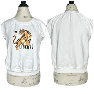 t.la | Women | Liberté Tiger White Graphic Print Sleeveless Sweatshirt | Small